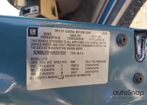 2008 Chevrolet Equinox Ls из США, поврежденный, VIN 2CNDL23F886301229